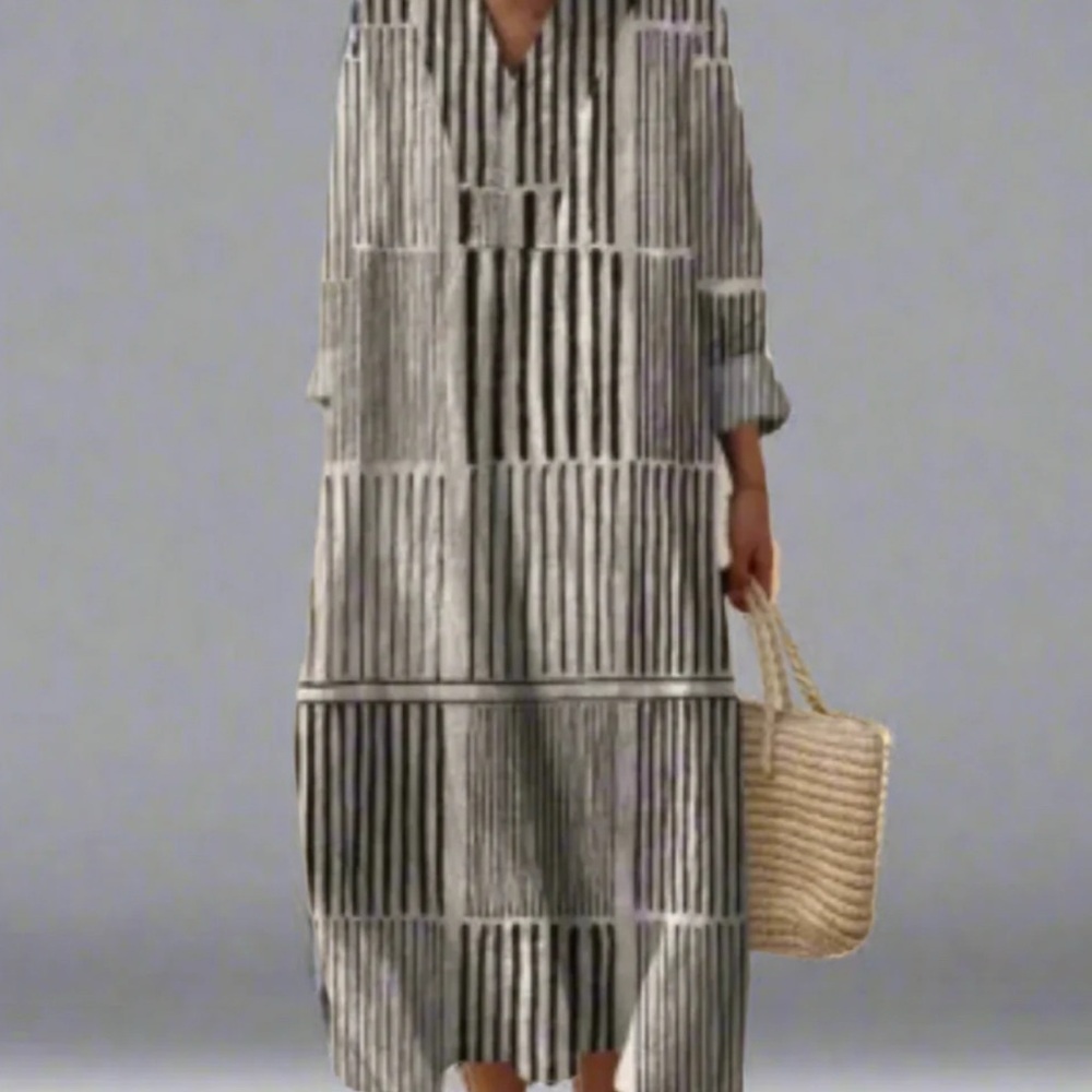Laura New York “Margot” Monochrome Stripe Dress, Size Medium